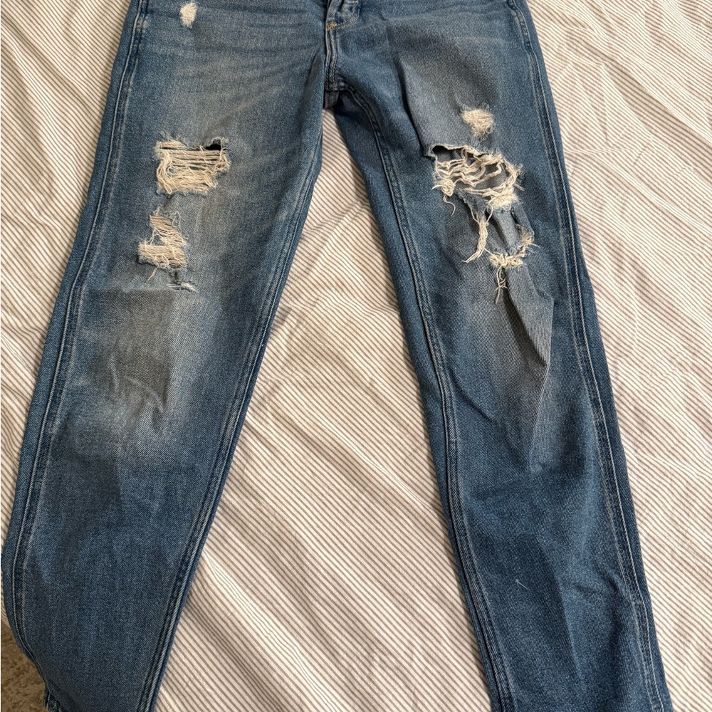 Hollister Women's Distressed Skinny Jeans - Blue
